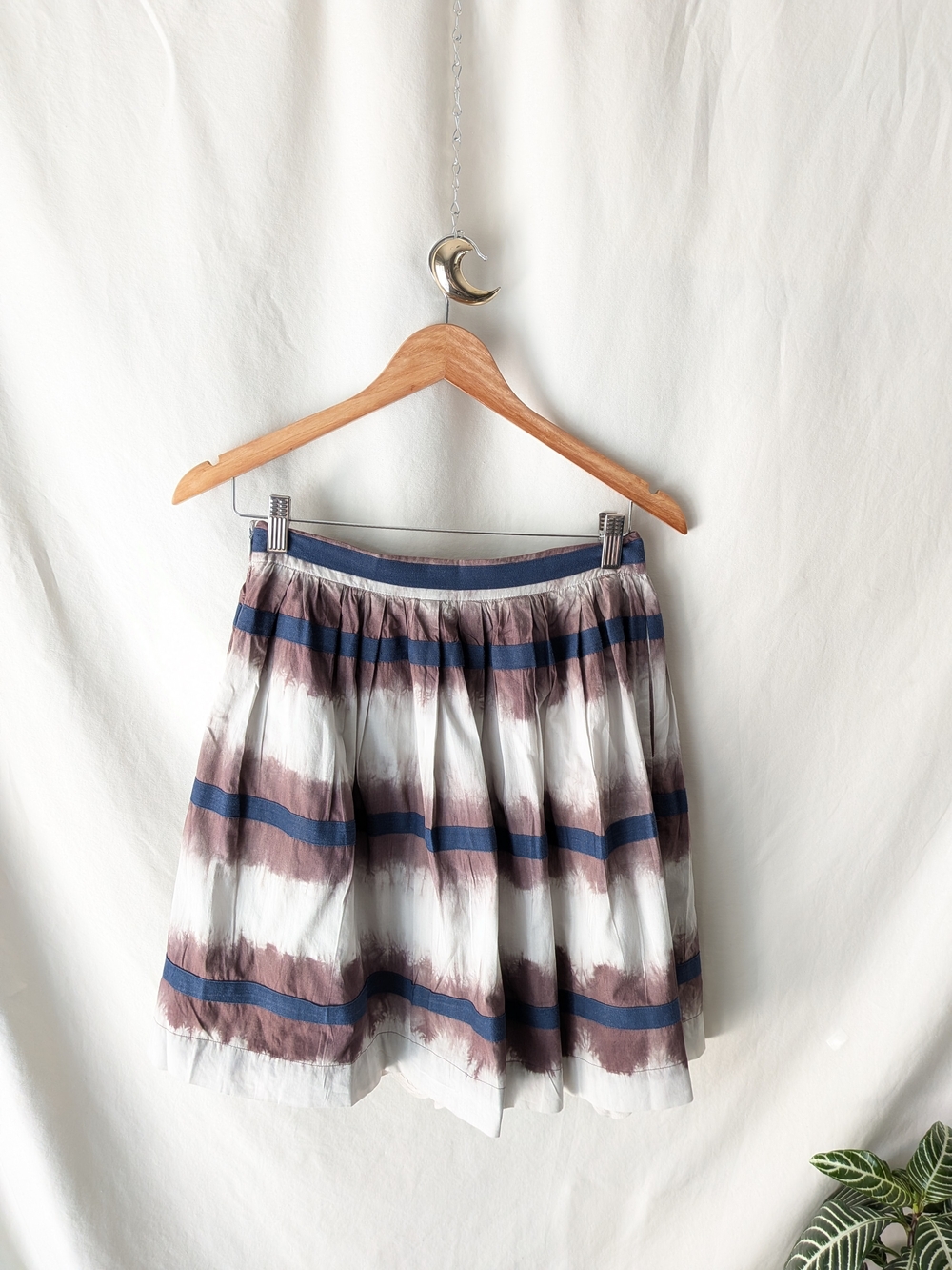 Anthropologie Edme & Esyllte Cotton Pleated Tie Dye Stripe Skirt Size 4